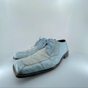 Fratelli Rossetti square toe blue crocodile shoes sz 13